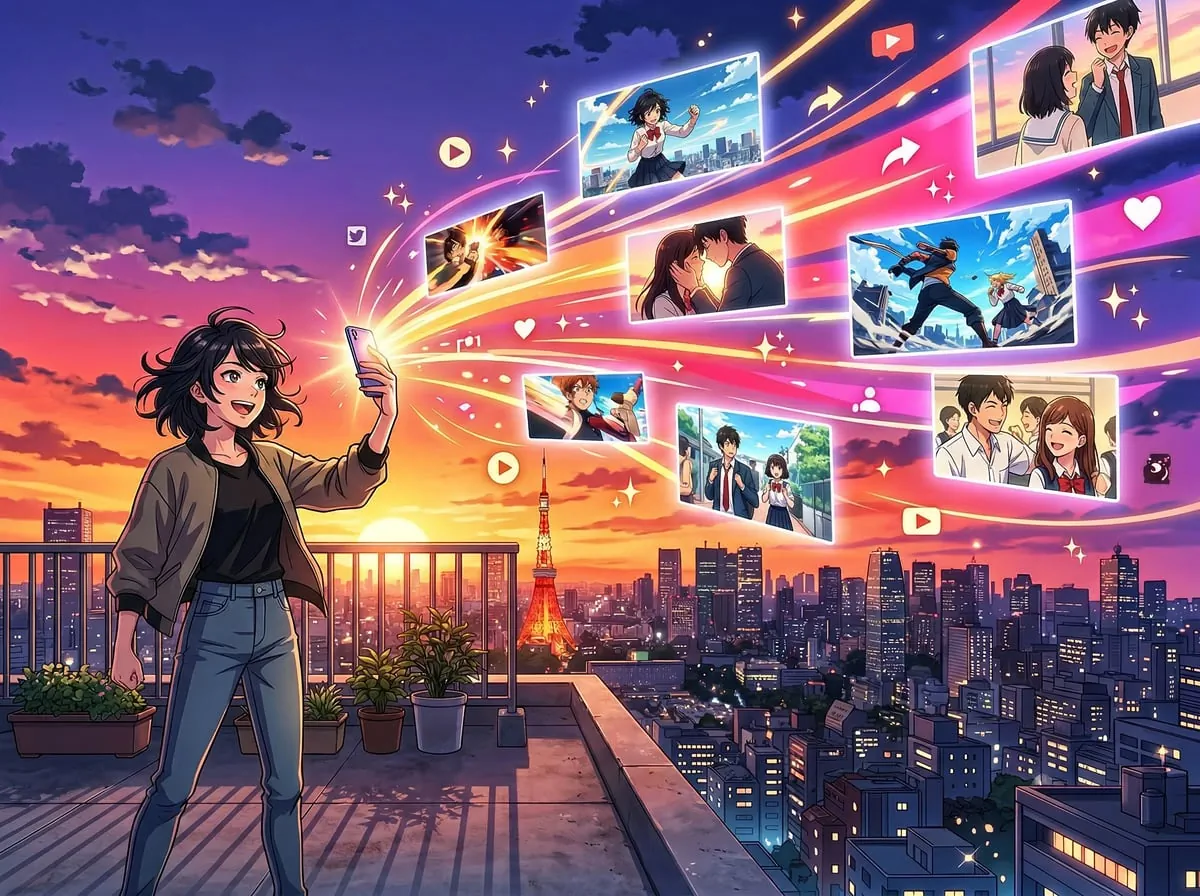 Use case visual showing AI anime production results