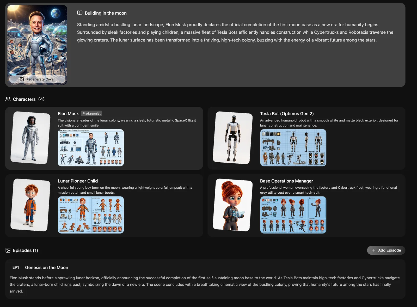 MkAnime 自动生成分集大纲与剧本界面