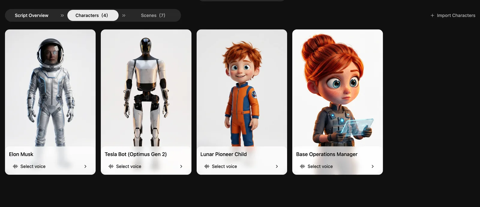 MkAnime 角色与场景素材生成界面