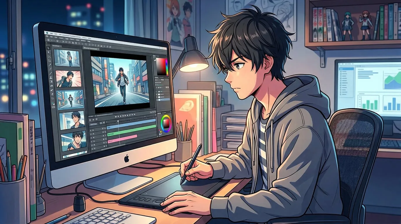 Per-shot anime storyboard editing and pacing review