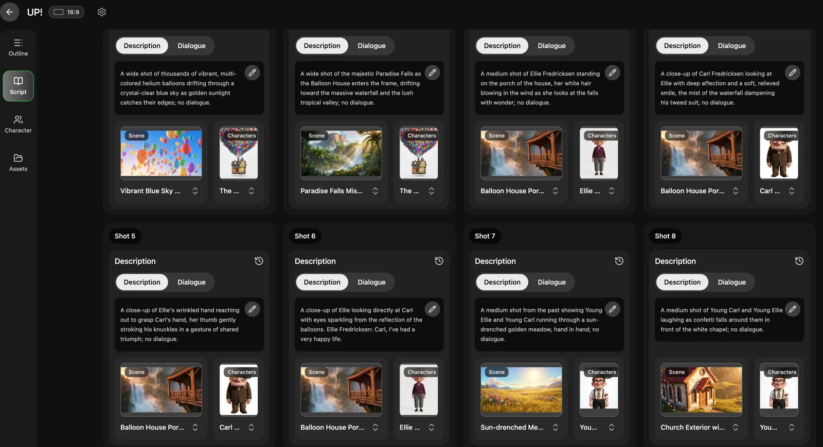 Anime storyboard connected to character continuity and scene context