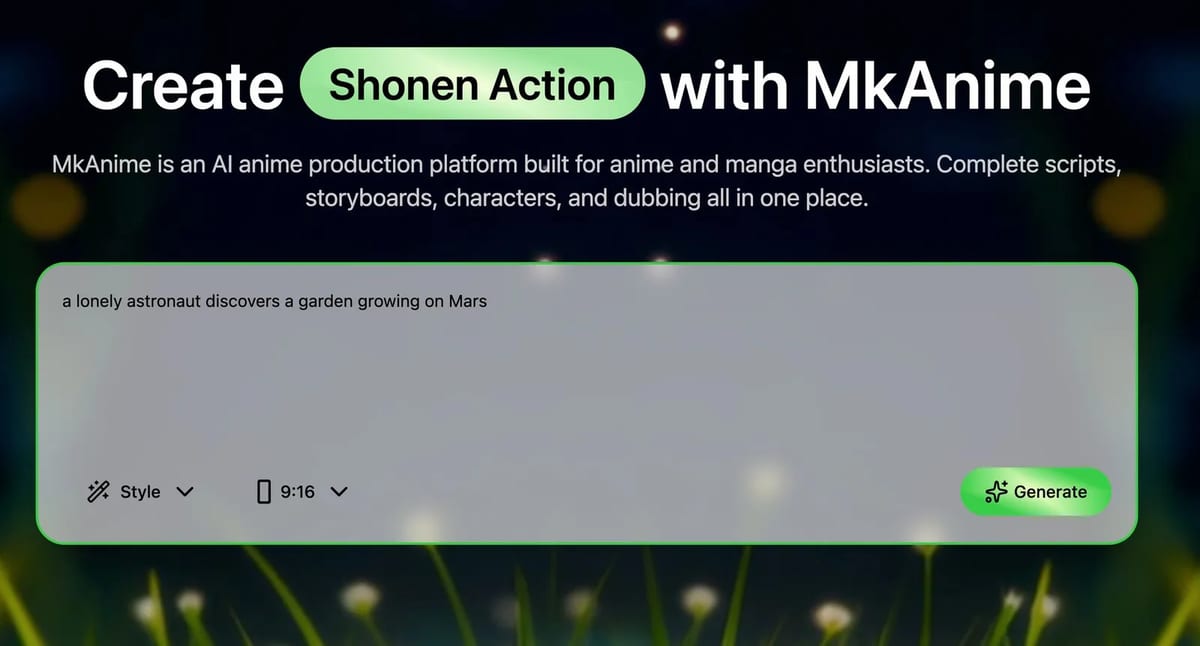AI 애니메이션 영상 제작을 위한 MkAnime 스토리 프롬프트 입력 화면