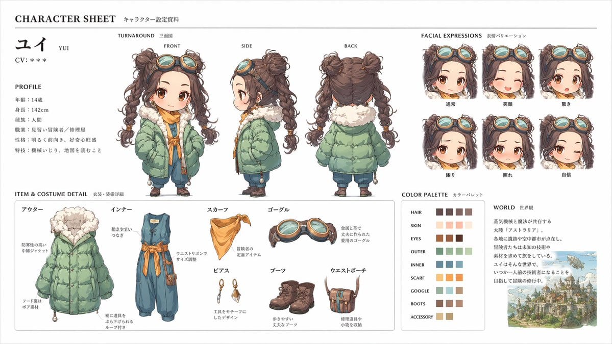 Fiche officielle de personnage (JP) - exemple de prompt GPT Image 2