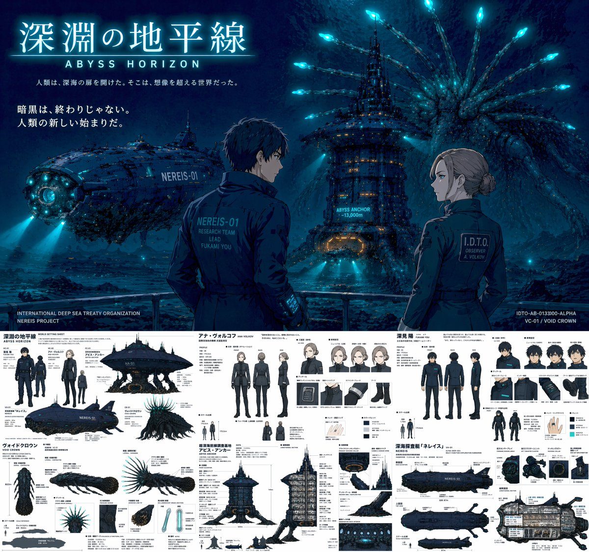 Sci-Fi Deep Sea Concept Art & Reference Sheet - GPT Image 2 prompt example