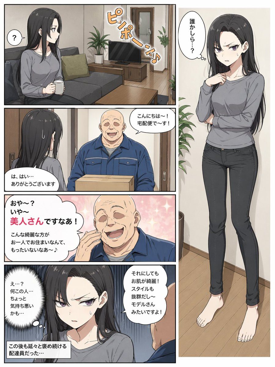 5-Panel Manga Page: Creepy Delivery Man - GPT Image 2 prompt example