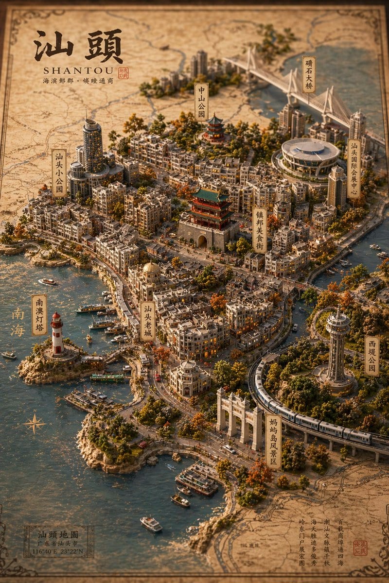 Vintage 3D Miniature City Map - GPT Image 2 prompt example