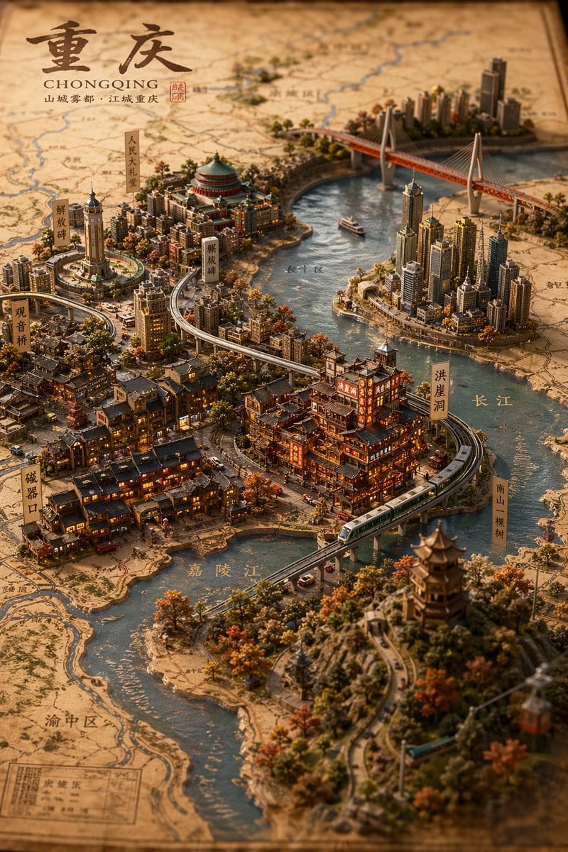 Miniature 3D City Diorama Map - GPT Image 2 prompt example