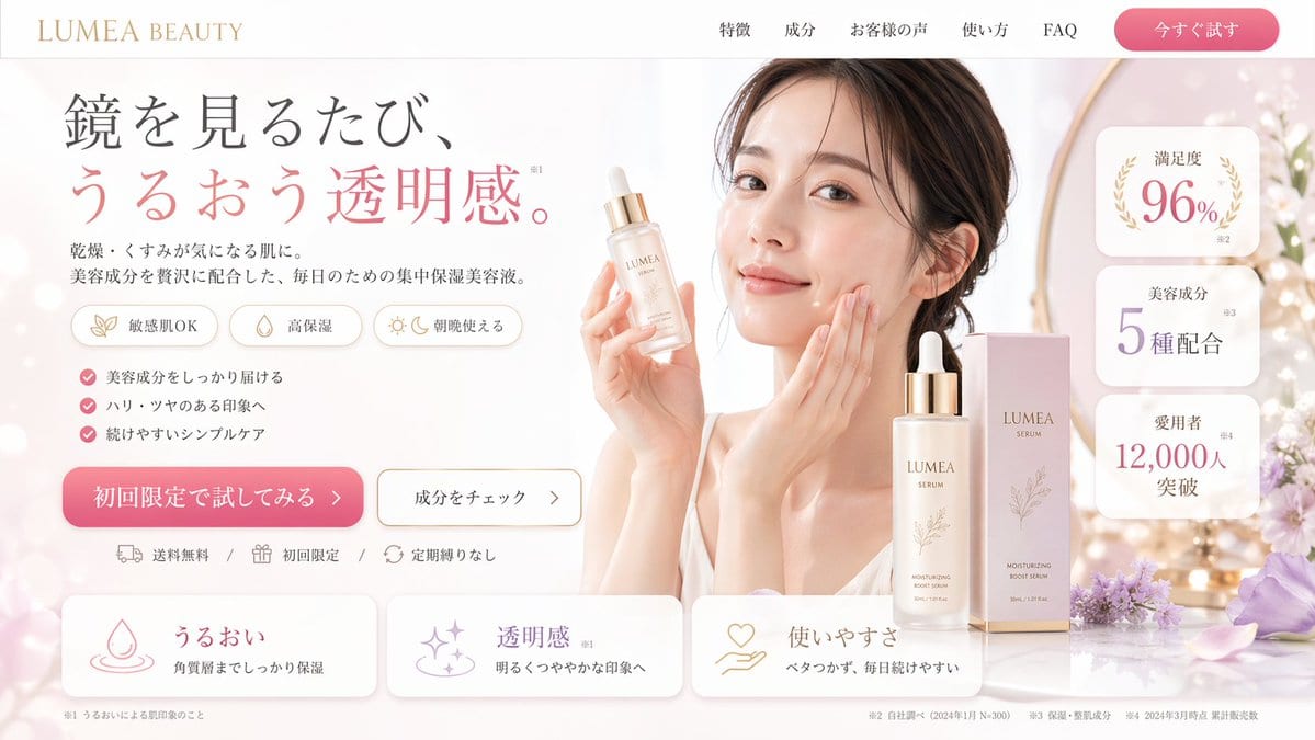 Beauty Landing Page Hero Section - GPT Image 2 prompt example