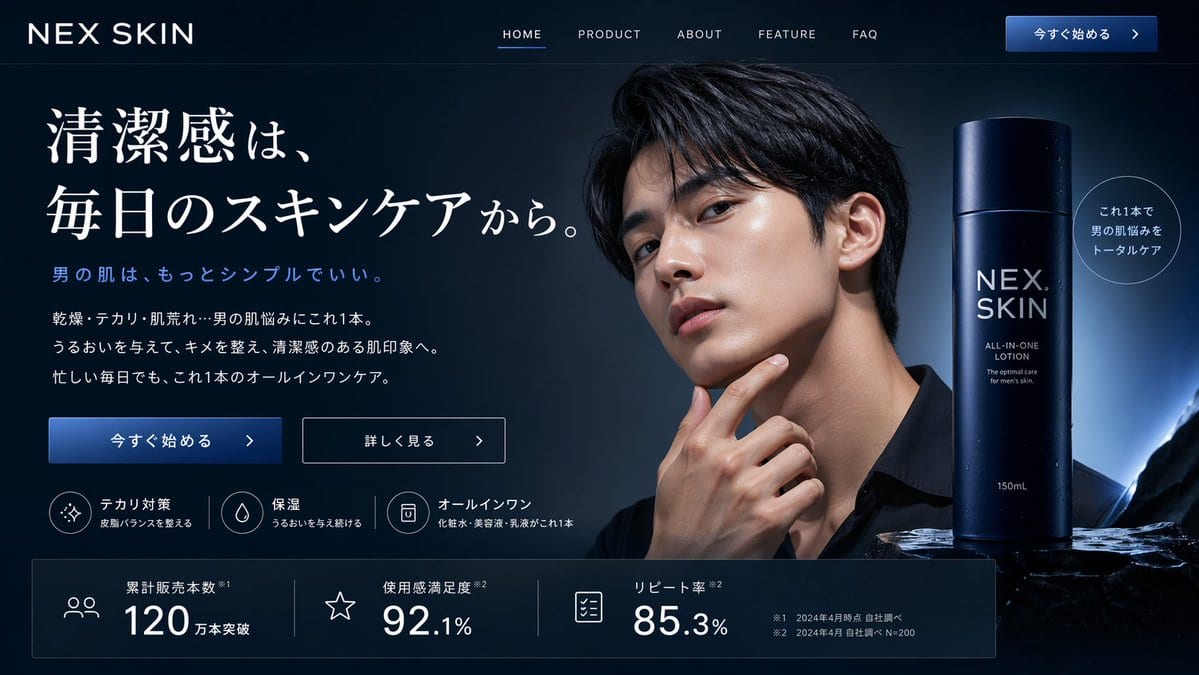 Men's Skincare Landing Page Mockup - GPT Image 2 prompt example
