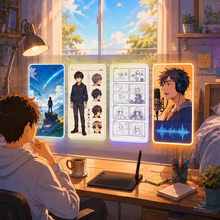 Visuel anime chaleureux pour choisir le point de départ d’un projet anime