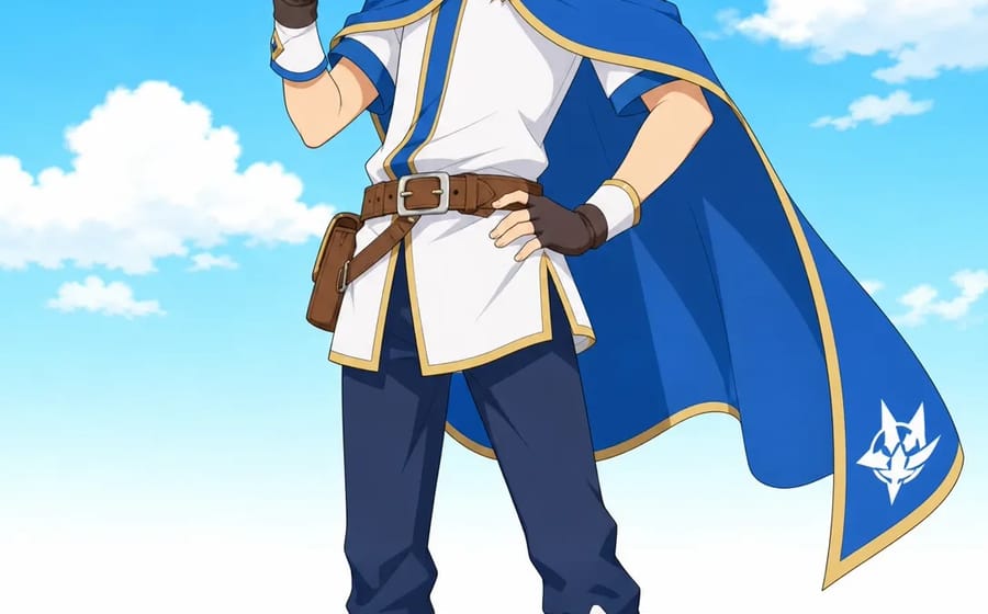 Full-body original anime character created from a written brief
