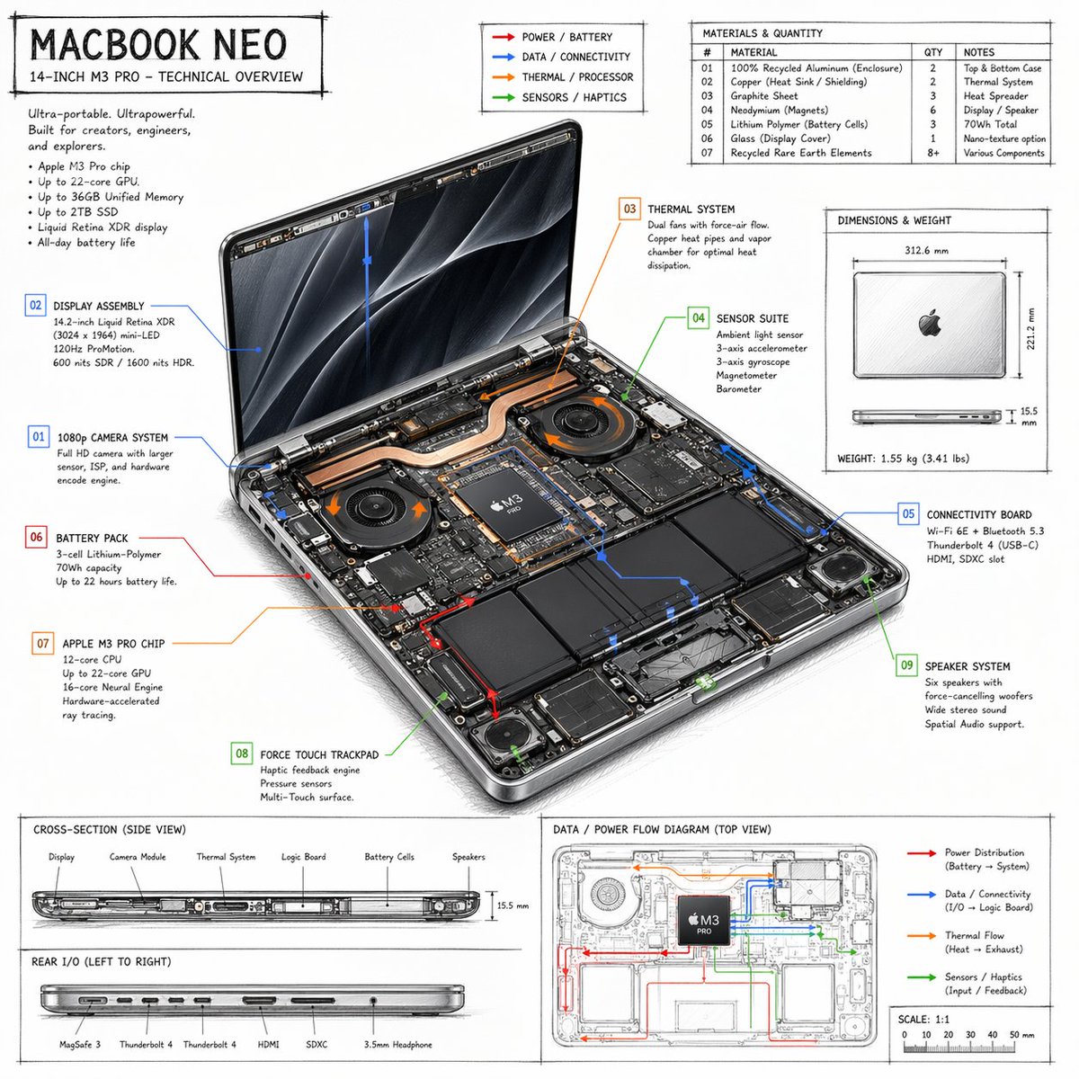 Laptop Technical Overview Infographic - GPT Image 2 prompt example