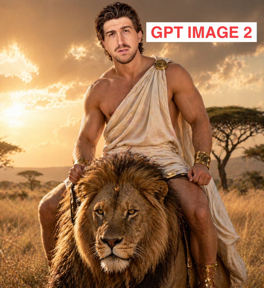 Greek God Riding a Lion - GPT Image 2 prompt example