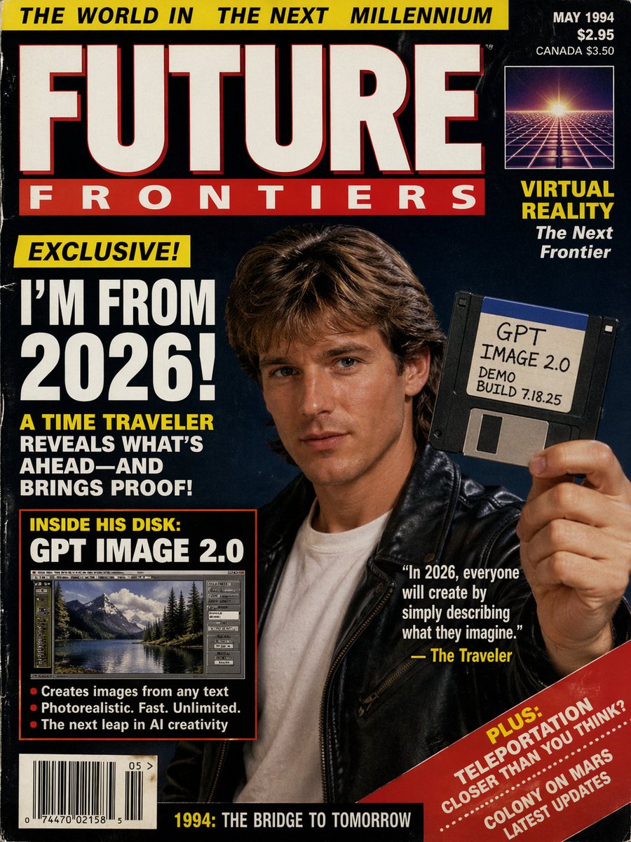 1990s Time Traveler Magazine Cover - esempio di prompt GPT Image 2