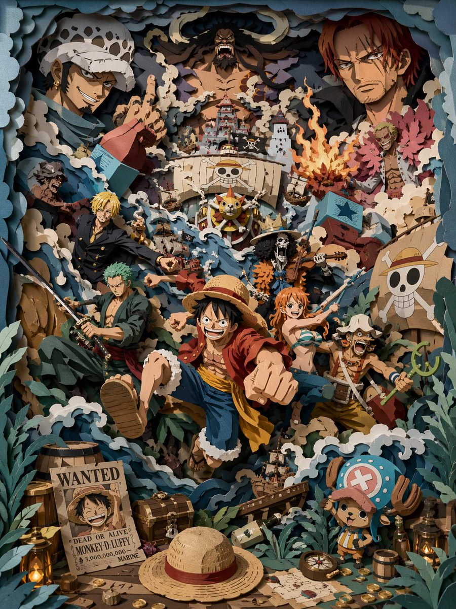3D Papercut Pirate Scene - esempio di prompt GPT Image 2
