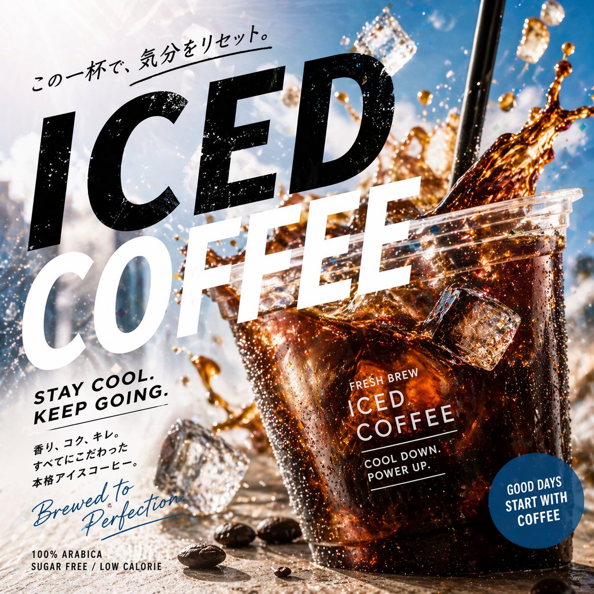 Modern Iced Coffee Advertisement Design - GPT Image 2 prompt example