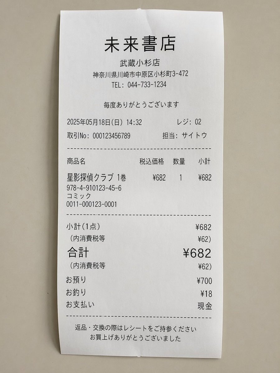 Realistic Manga Receipt Generator - esempio di prompt GPT Image 2
