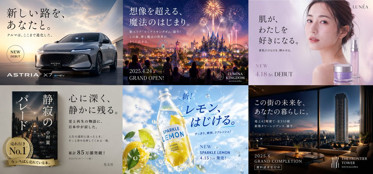 Multi-industry Japanese Ad Collage - GPT Image 2 prompt example