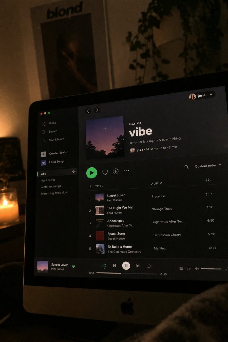 Spotify Playlist Screen at Night - esempio di prompt GPT Image 2