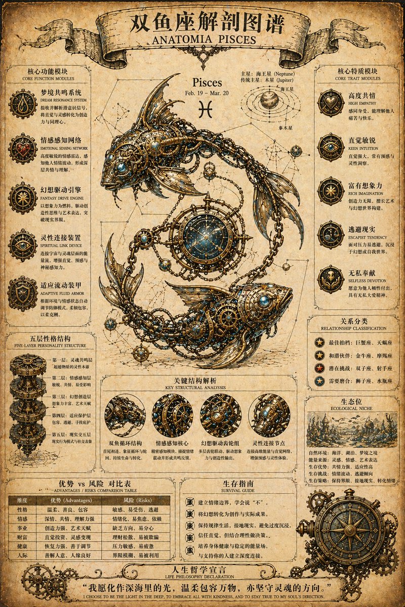 Steampunk Zodiac Anatomy Poster - GPT Image 2 prompt example