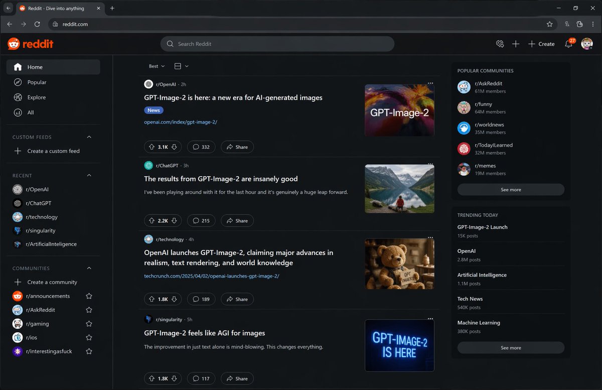 Hypothetical News Homepage - GPT Image 2 prompt example