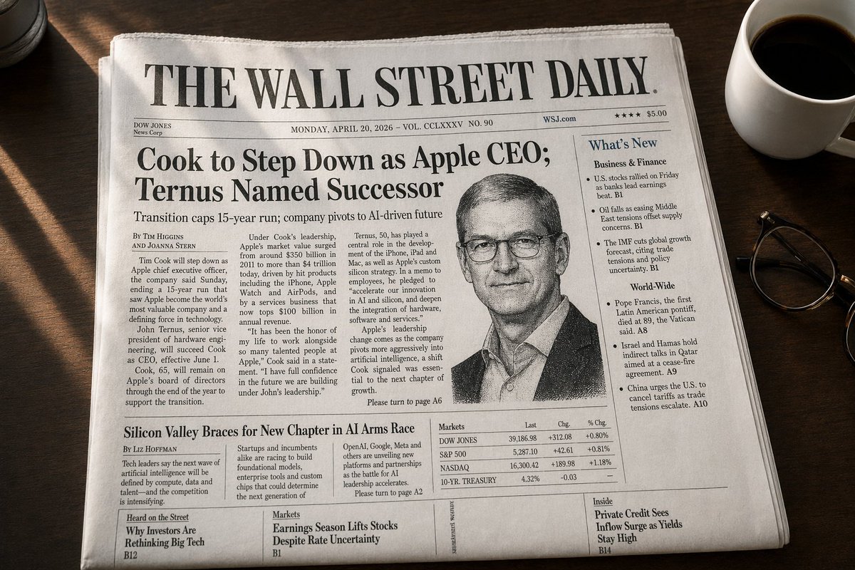 WSJ-Style Business Newspaper Front Page - GPT Image 2 prompt example