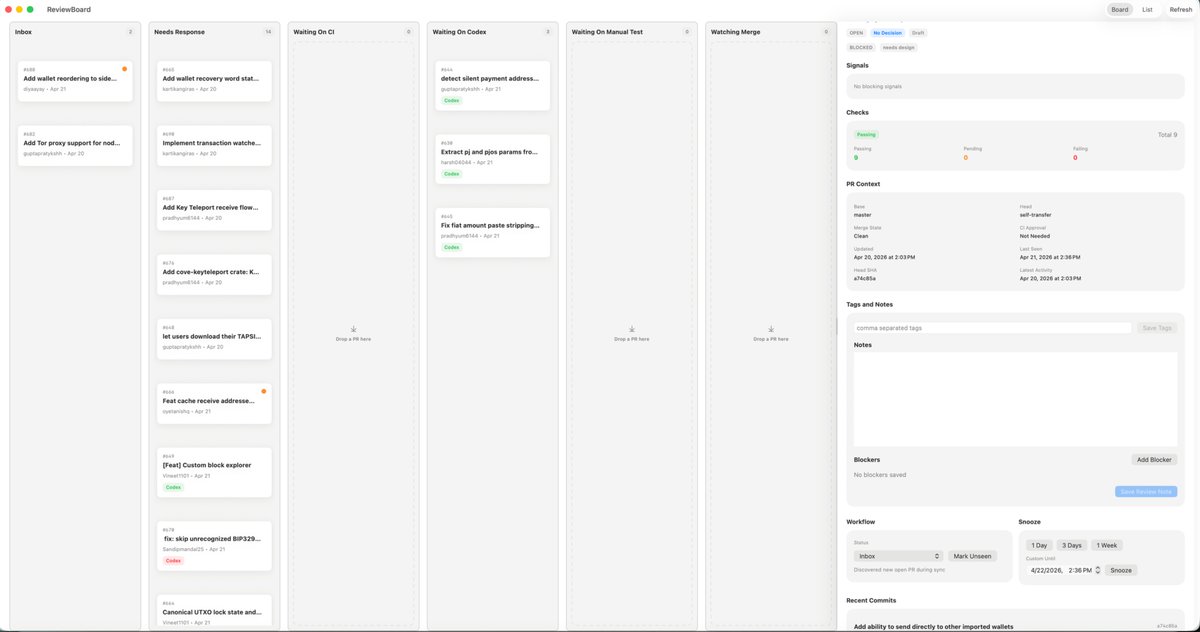 MacOS Kanban Review App UI - esempio di prompt GPT Image 2