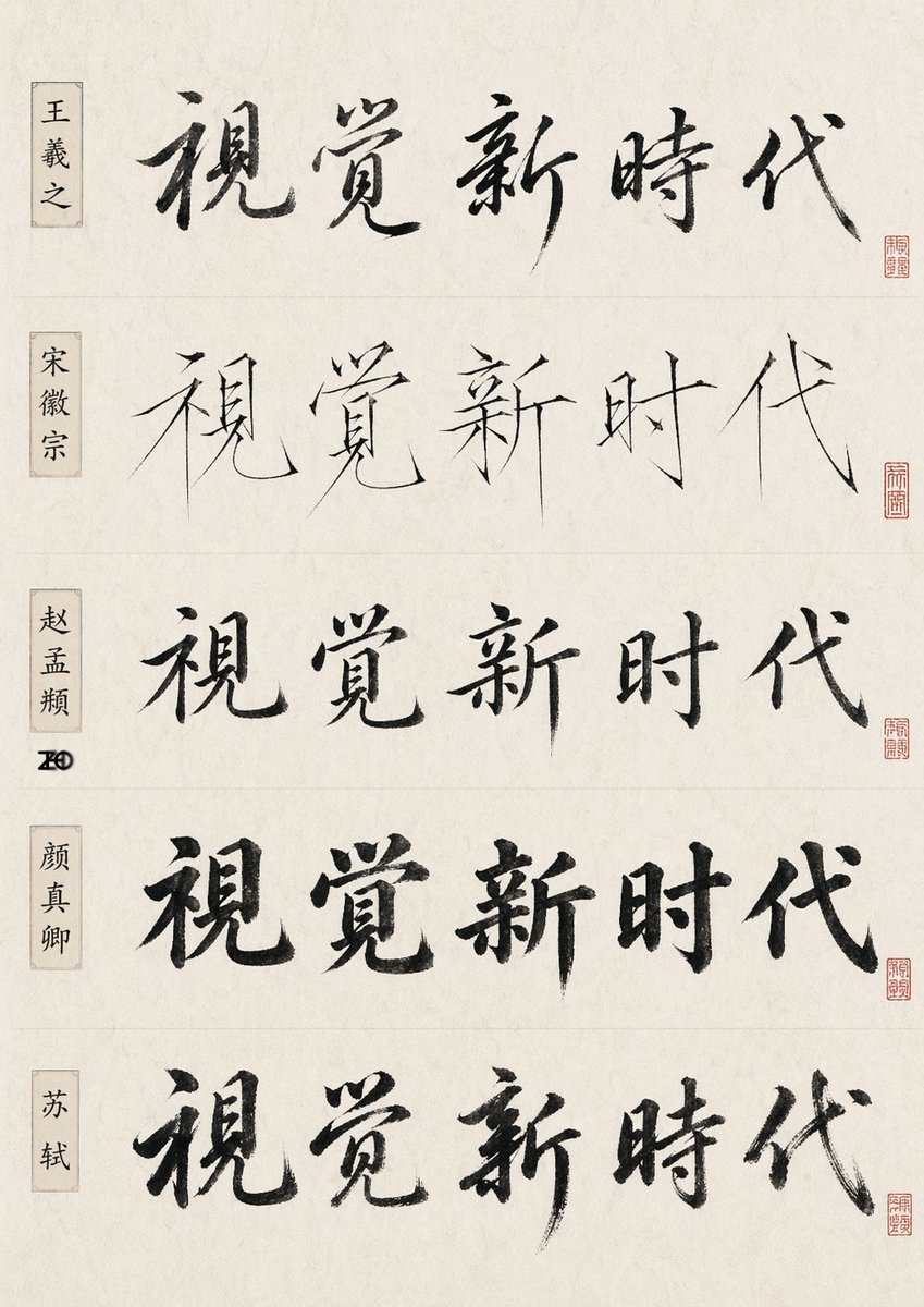 Chinese Calligraphy Style Comparison - GPT Image 2 prompt example