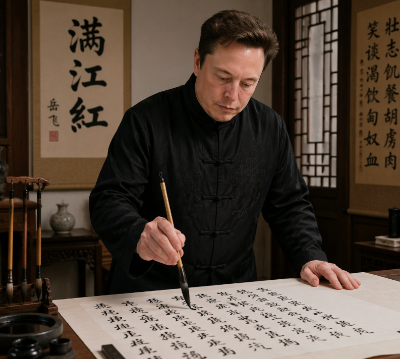 Photorealistic Calligraphy Scholar Scene - GPT Image 2 Prompt-Beispiel