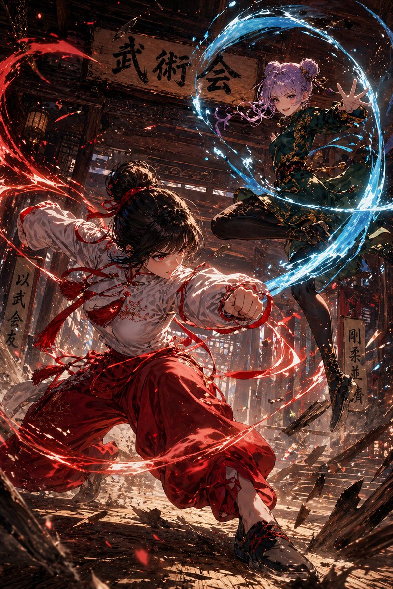 Anime Martial Arts Duel in Dojo - GPT Image 2 prompt example