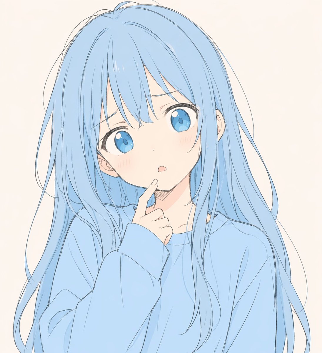 Soft Blue Anime Girl Portrait - GPT Image 2 prompt example