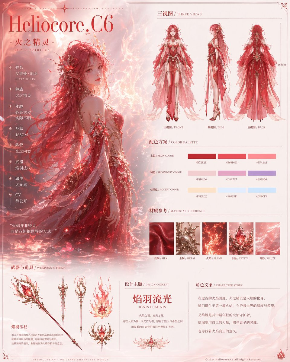 Fire Spirit Character Reference Sheet - GPT Image 2 prompt example