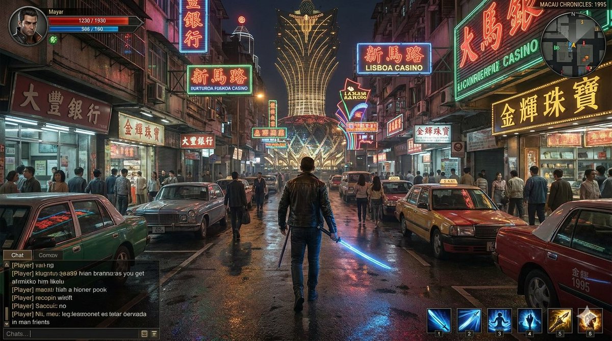 Neon Macau RPG Street Battle HUD - esempio di prompt GPT Image 2