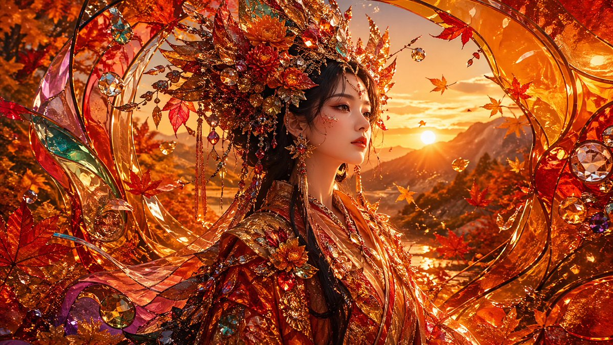 Opulent Autumn Empress at Sunset - GPT Image 2 prompt example