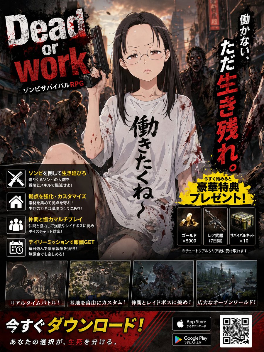 Zombie Survival RPG Anime Ad Poster - esempio di prompt GPT Image 2