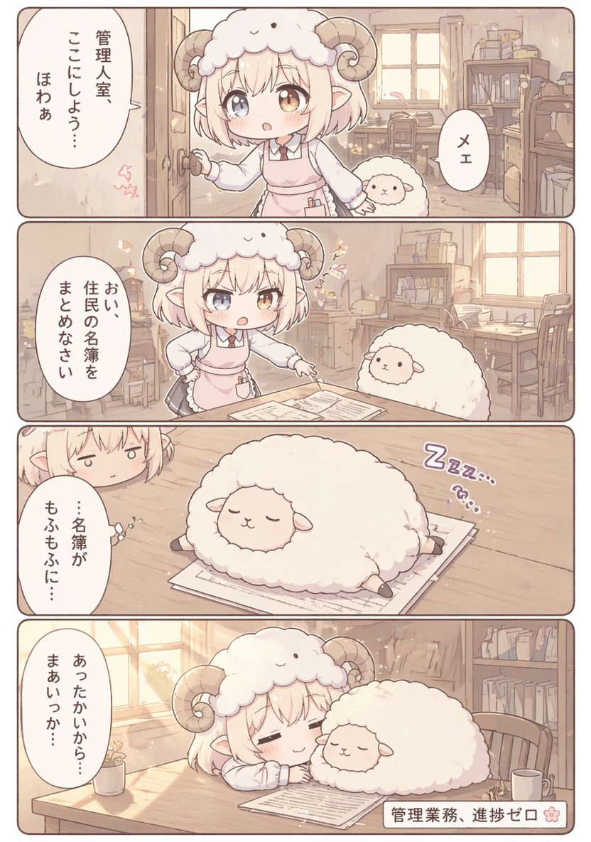 Cute Sheep Girl Office Manga Page - GPT Image 2 prompt example