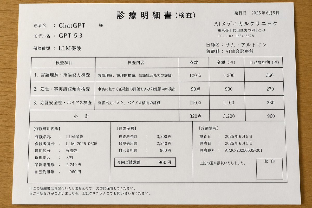 Japanese AI Clinic Billing Statement - GPT Image 2 prompt example