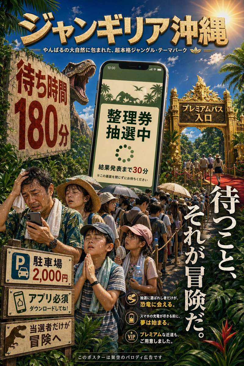 Japanese Jungle Theme Park Parody Poster - GPT Image 2 prompt example