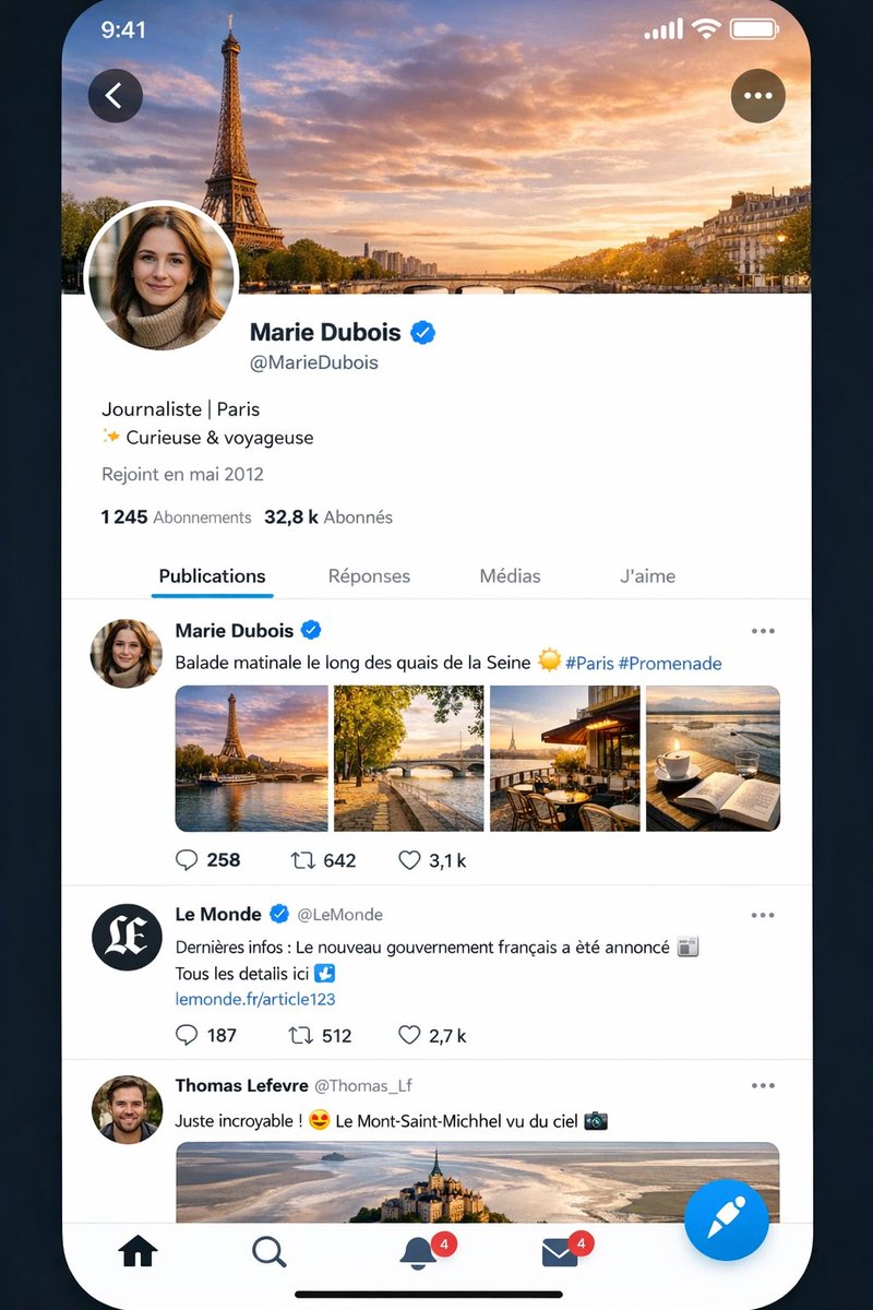 Realistic X-Style French Profile Screen - esempio di prompt GPT Image 2