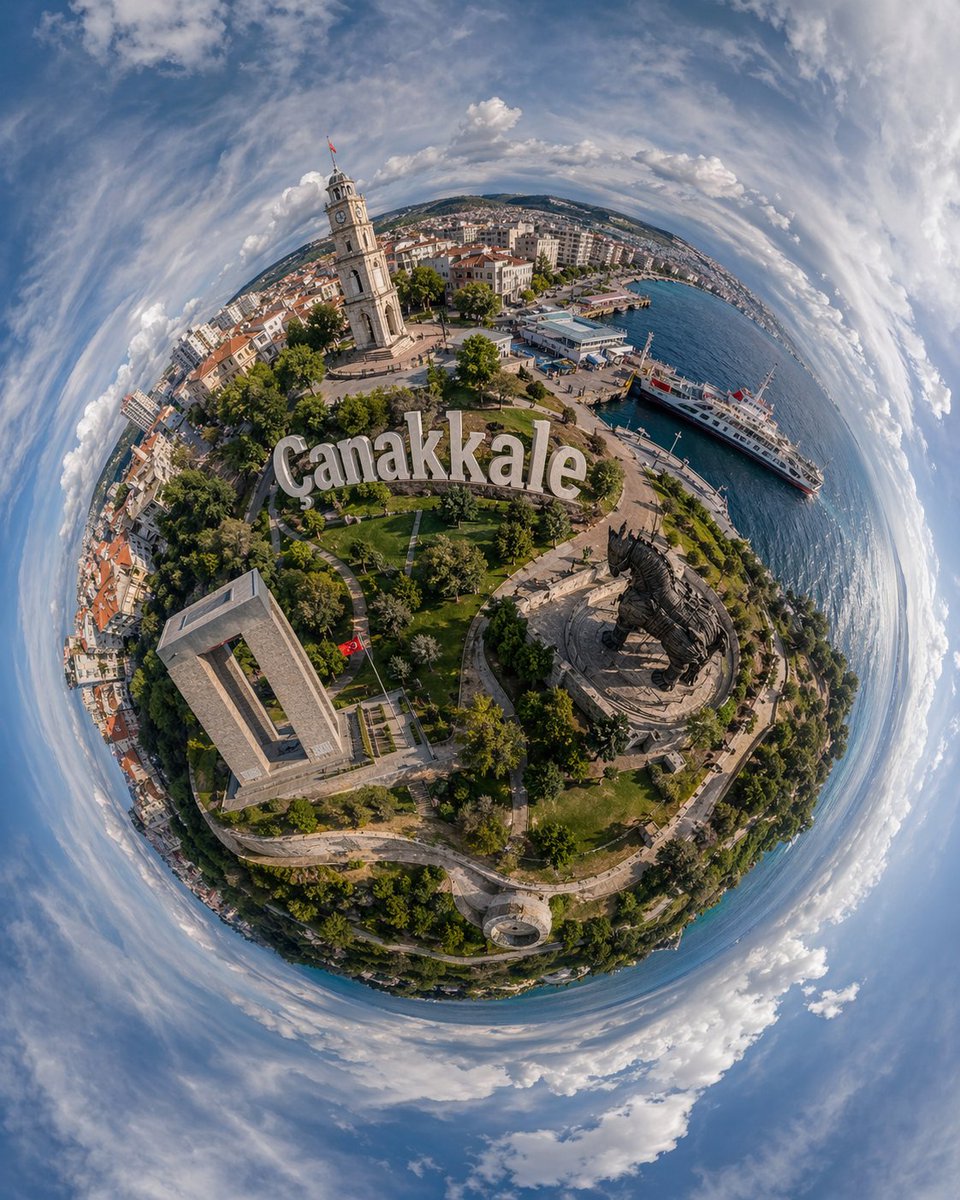 Tiny Planet Aerial of Canakkale - GPT Image 2 prompt example