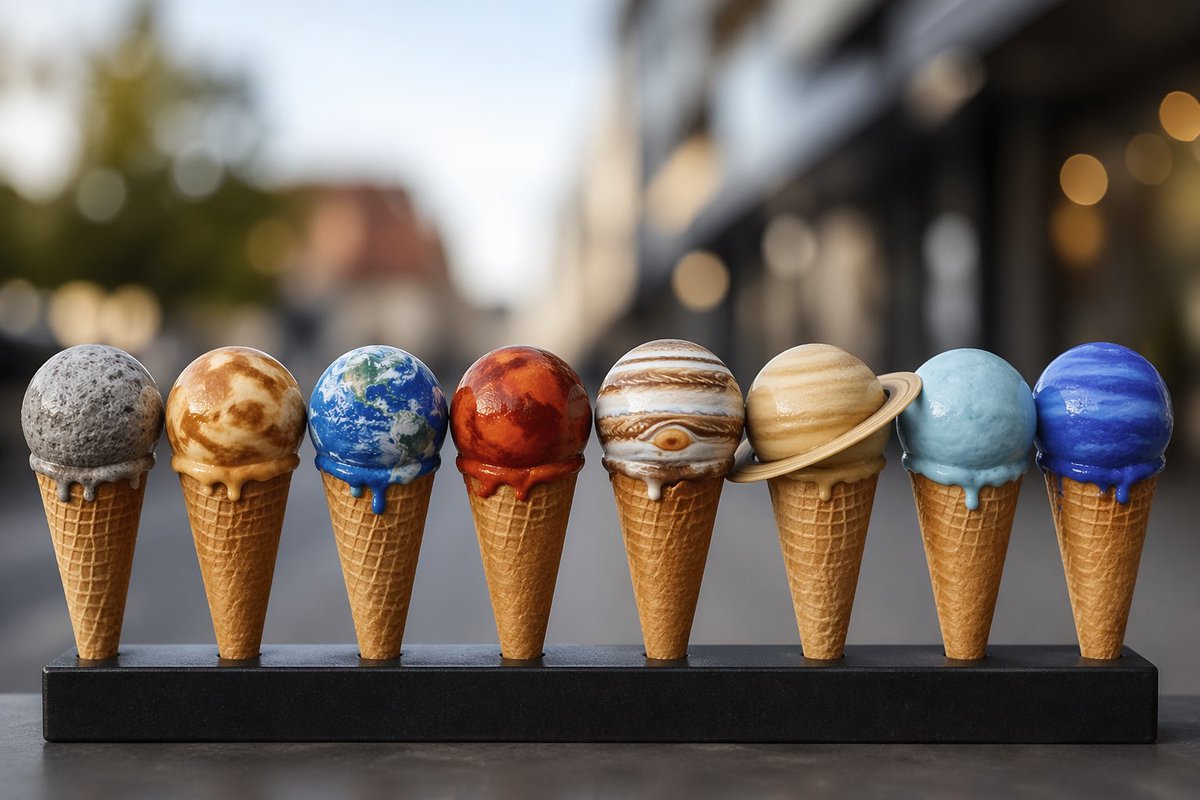 Solar System Ice Cream Cones - GPT Image 2 prompt example