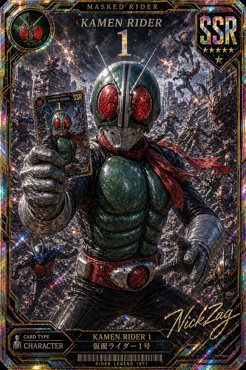 Holographic Kamen Rider SSR Card - GPT Image 2 Prompt-Beispiel