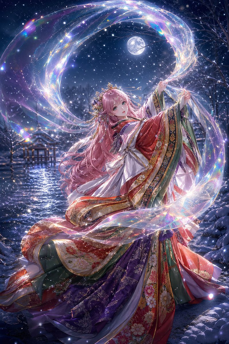 Moonlit Celestial Kimono Dancer - GPT Image 2 prompt example