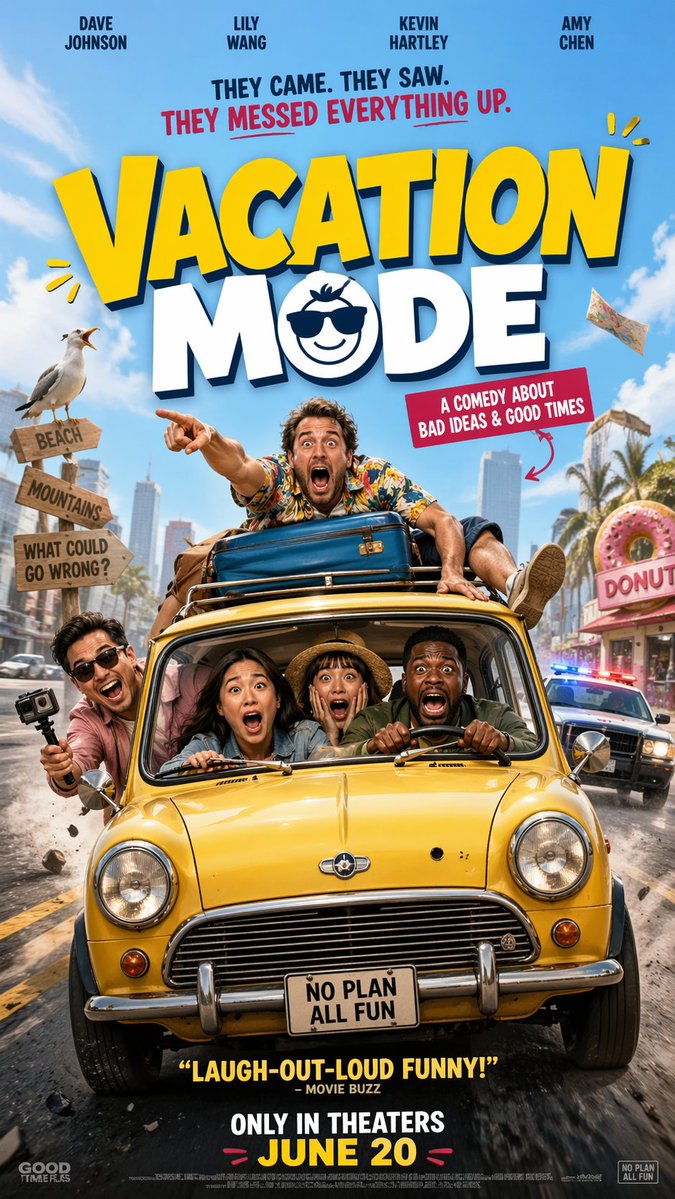 Chaotic Road Trip Comedy Poster - GPT Image 2 prompt example