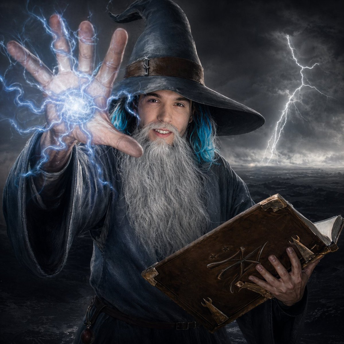 Storm Wizard Casting Lightning - GPT Image 2 prompt example