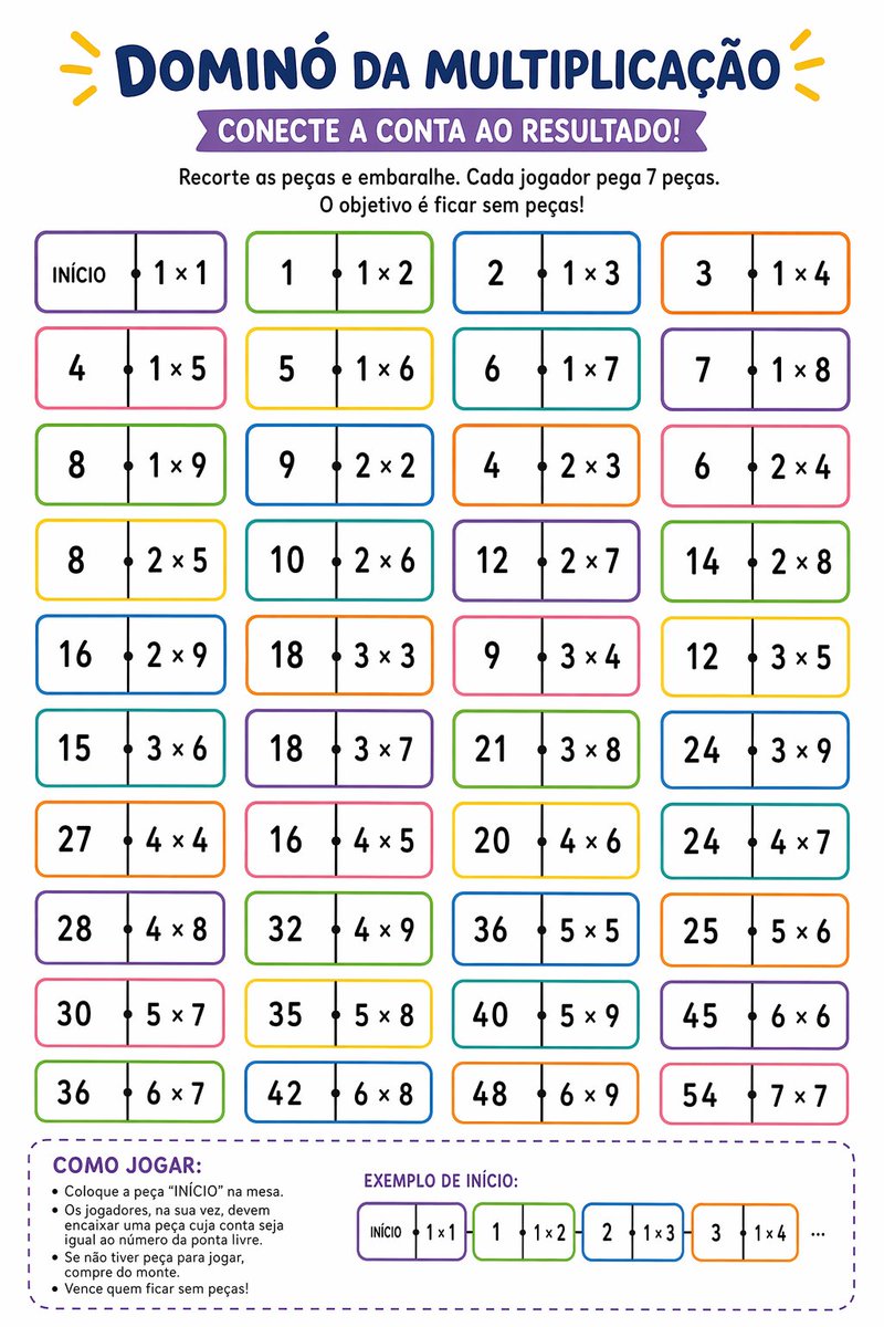 Printable Multiplication Domino Worksheet - GPT Image 2 prompt example