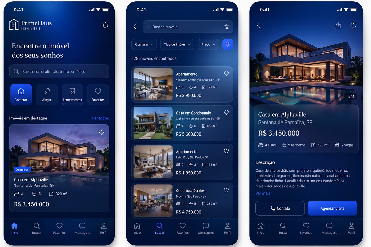 Luxury Real Estate App UI Mockup - esempio di prompt GPT Image 2