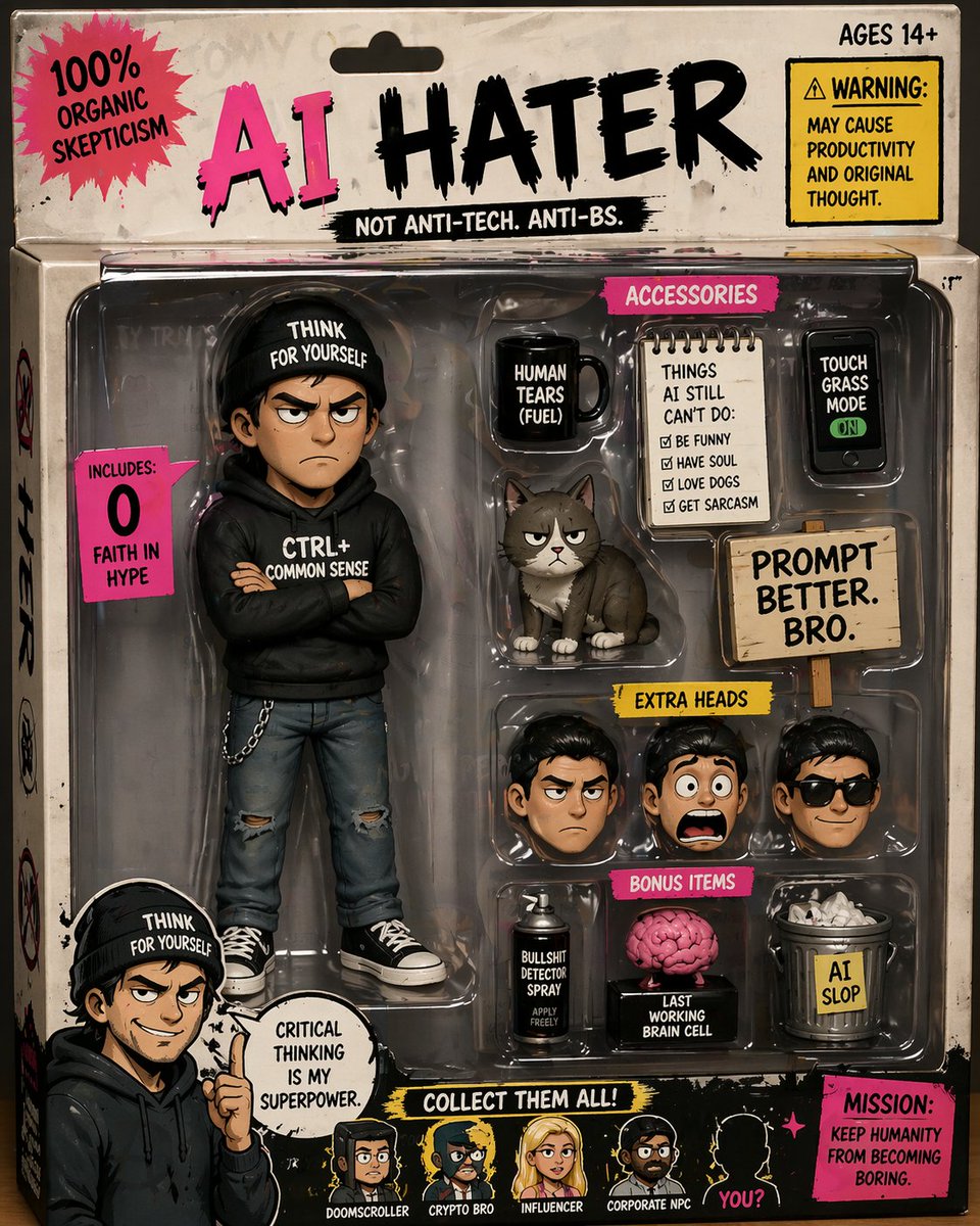 Satirical AI Hater Action Figure - GPT Image 2 prompt example