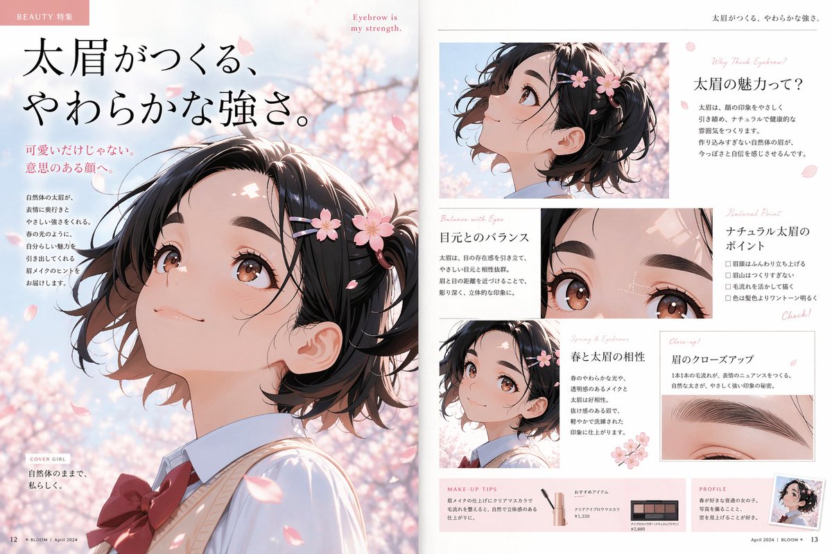 Anime Beauty Magazine Eyebrow Feature - GPT Image 2 prompt example