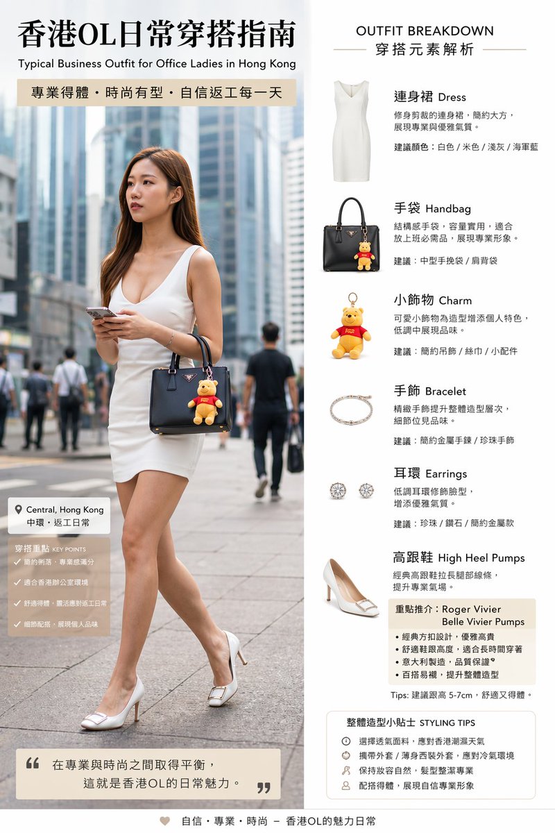 Hong Kong Office Lady Outfit Infographic - GPT Image 2 prompt example